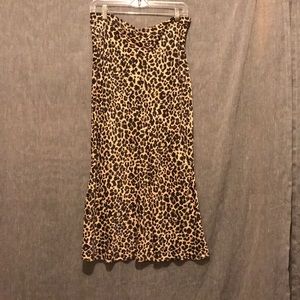 Anthropologie | Black/Cream animal print bias cut skirt